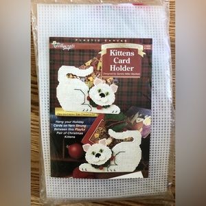 Christmas Kittens Card Holders Plastic Canvas Kit NOS Sandra Miller Maxfield